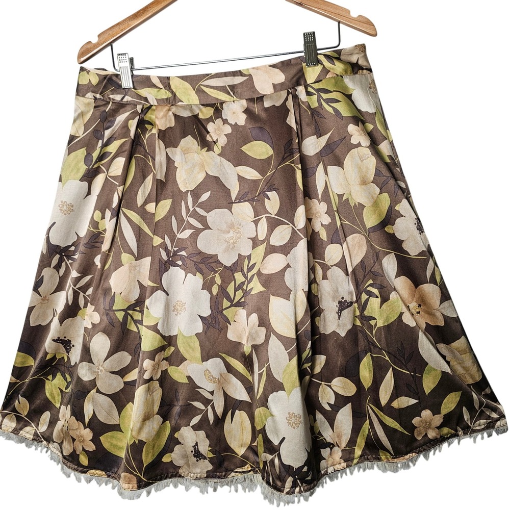 Banana Republic VTG Silk Blend Floral Knee Length Lined Skirt 10 Y2K Cottagecore